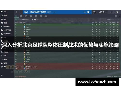 深入分析北京足球队整体压制战术的优势与实施策略